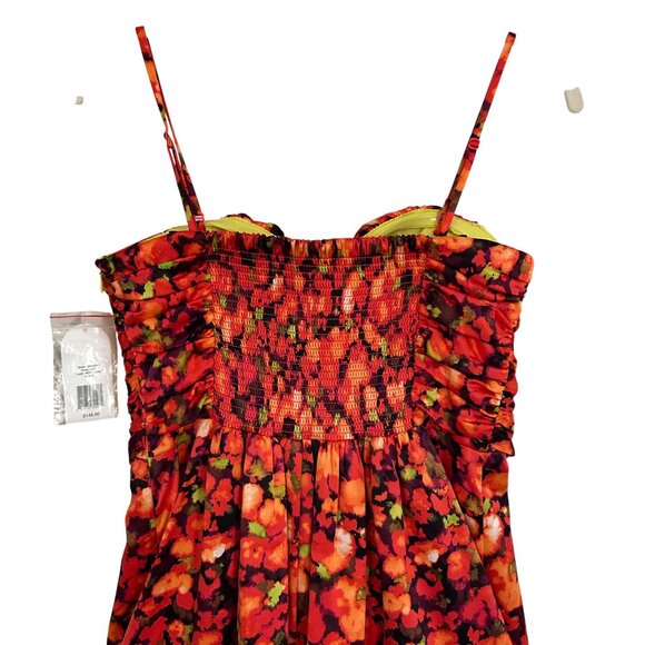 NWT Jessica Simpson Floral Fall Maxi Dress Red Black 6 Designer Statement - Picture 7 of 12